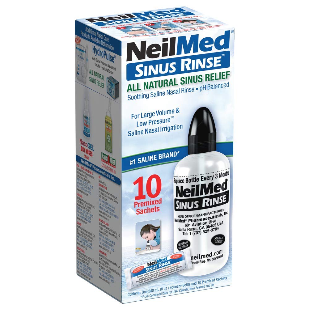 NeilMed Sinus Rinse: botella 8 onzas para uso diario de limpieza nasal.