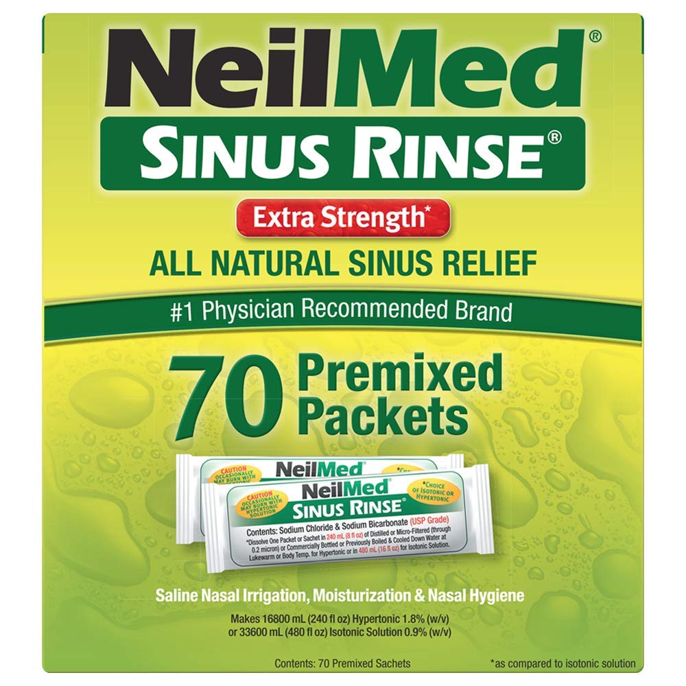 NeilMed Enjuague Nasal Extra Fuerte Hipertónico: premix de sobres para solución rápida.