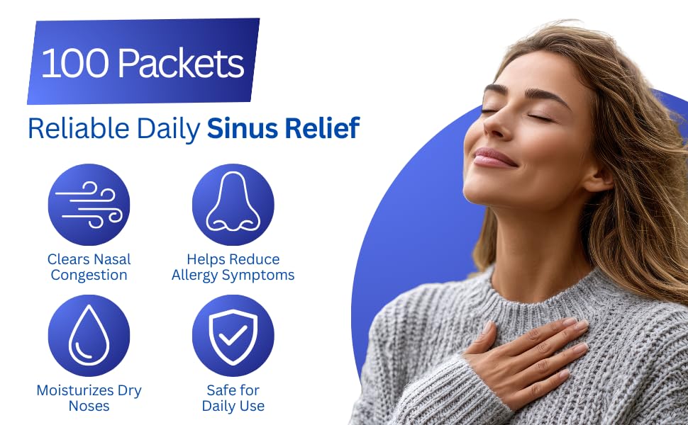 NeilMed Sinus Rinse: instrucciones multilingües en español, inglés y francés.