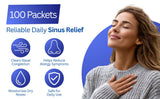 NeilMed Sinus Rinse: instrucciones multilingües en español, inglés y francés.