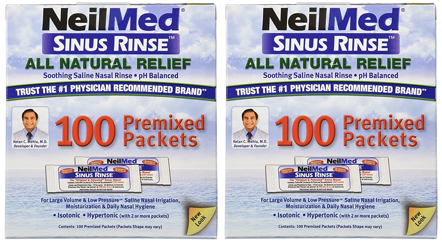 NeilMed enjuague nasal: paquetes premezclados para higiene diaria y comodidad.