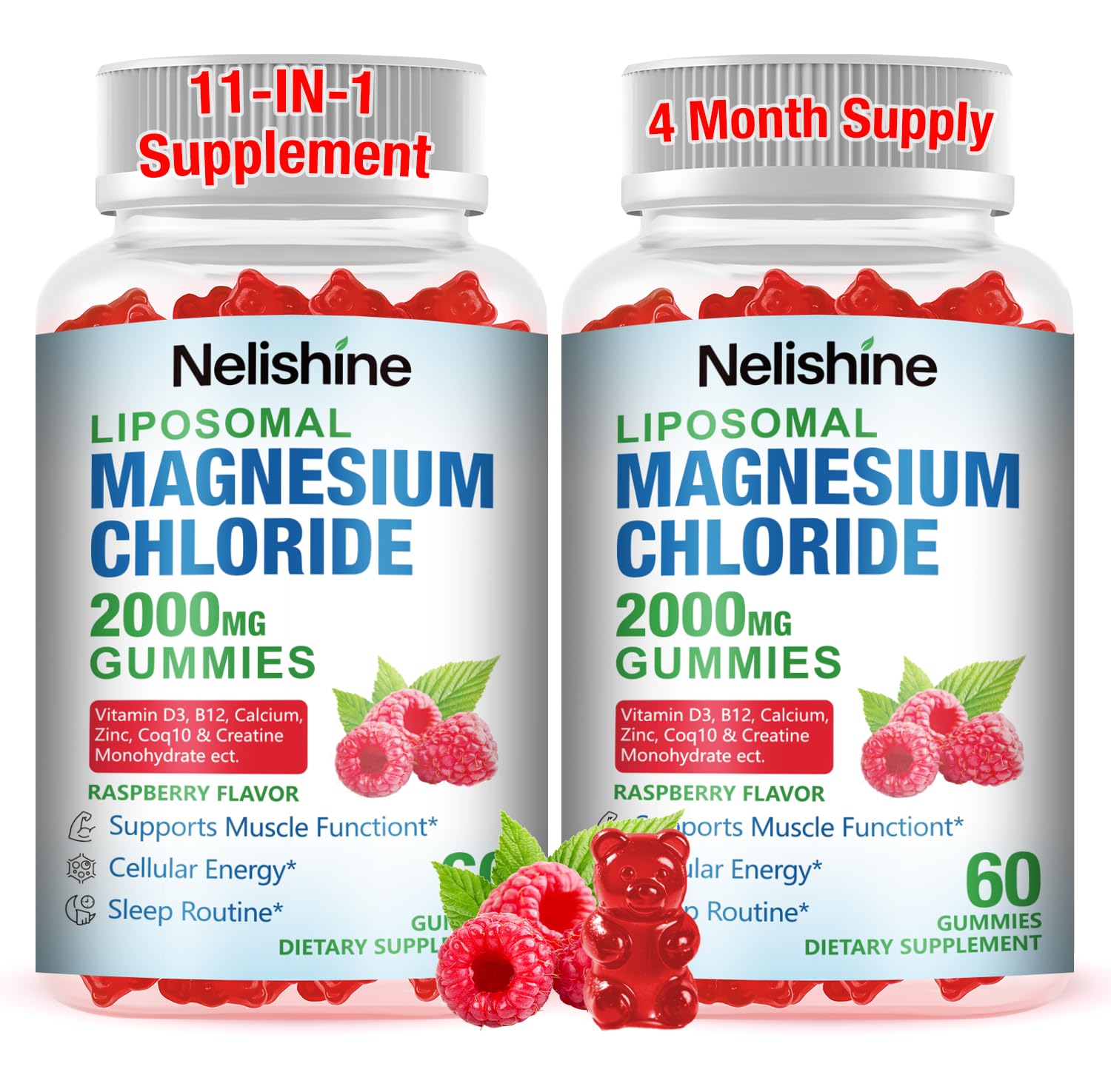 Gomitas Nelishine con magnesio liposomal para absorción eficiente y soporte diario.