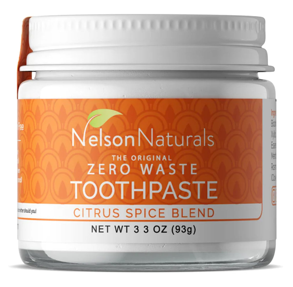 Nelson Naturals pasta de dientes en pote de vidrio, envase sostenible.