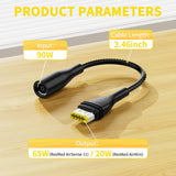 NENASEW cable de potencia 65W con puerto tipo-c, diseño compacto para seguridad
