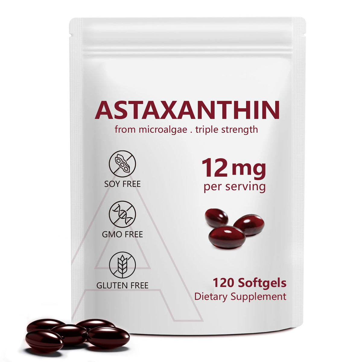 NenMaoKeNu astaxantina en bote de 120 cápsulas blandas, ideal para uso diario
