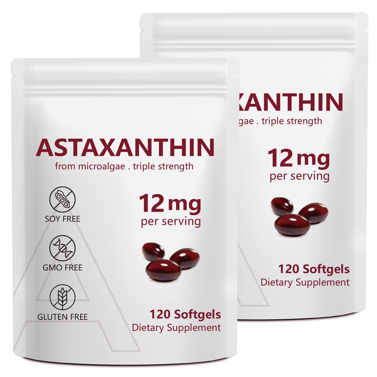NenMaoKeNu dos paquetes astaxantina 12mg caja: antioxidante natural para vitalidad diaria.