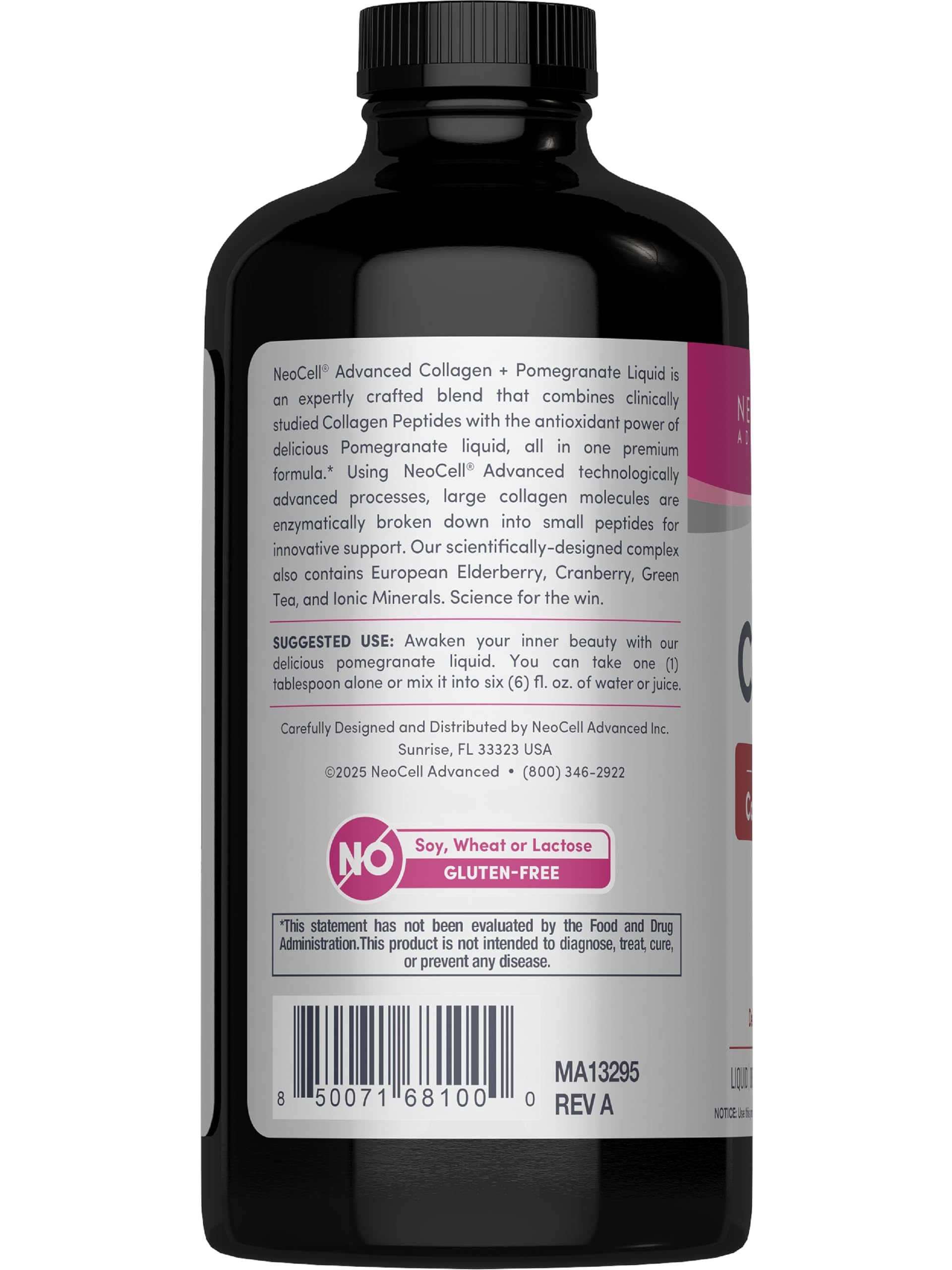 NeoCell Advanced Colágeno Líquido en jugo, conveniente para mezclas matutinas.