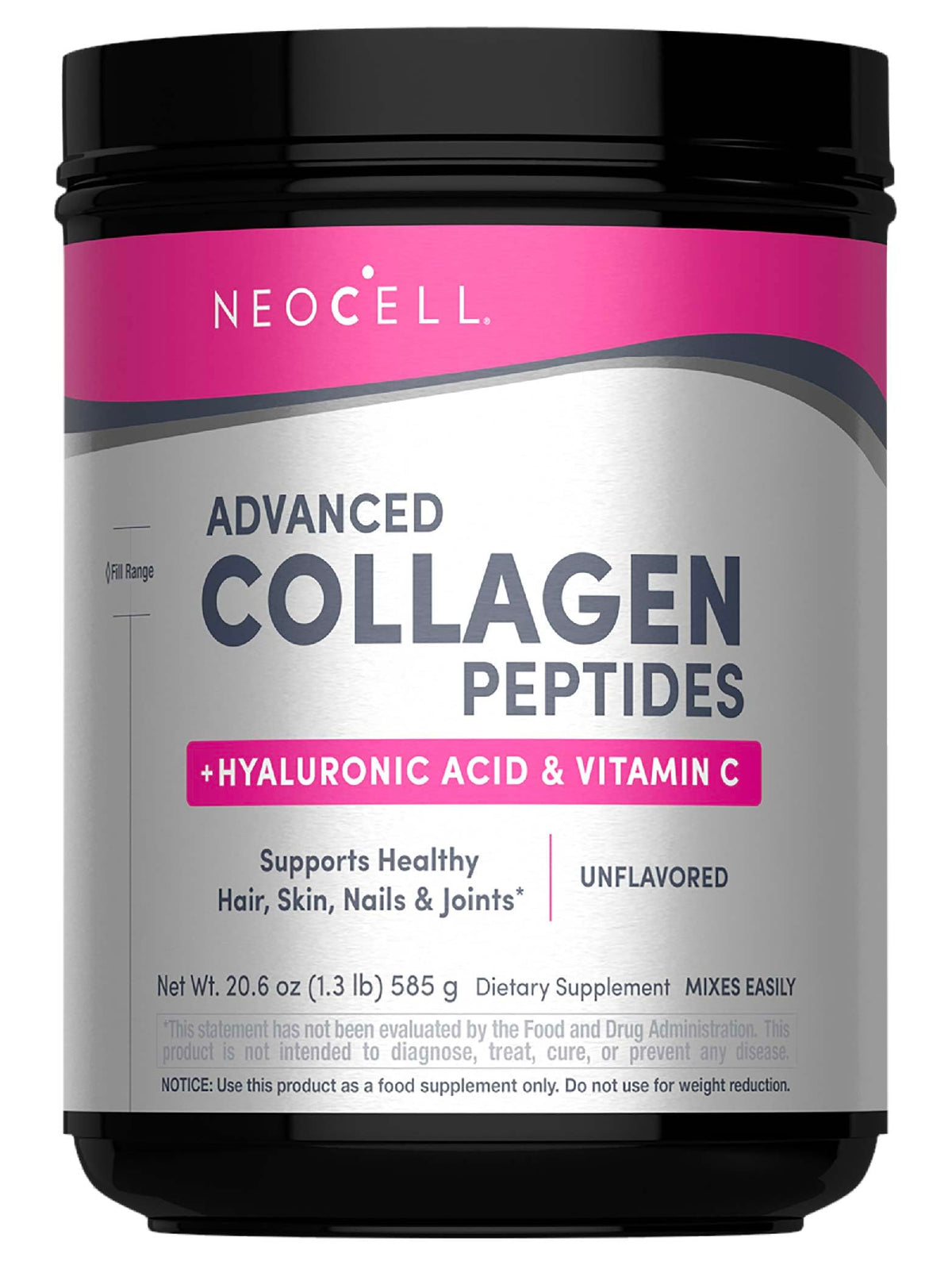 NeoCell Colágeno en polvo 12 g por porción para mezclar en tu bebida diaria.