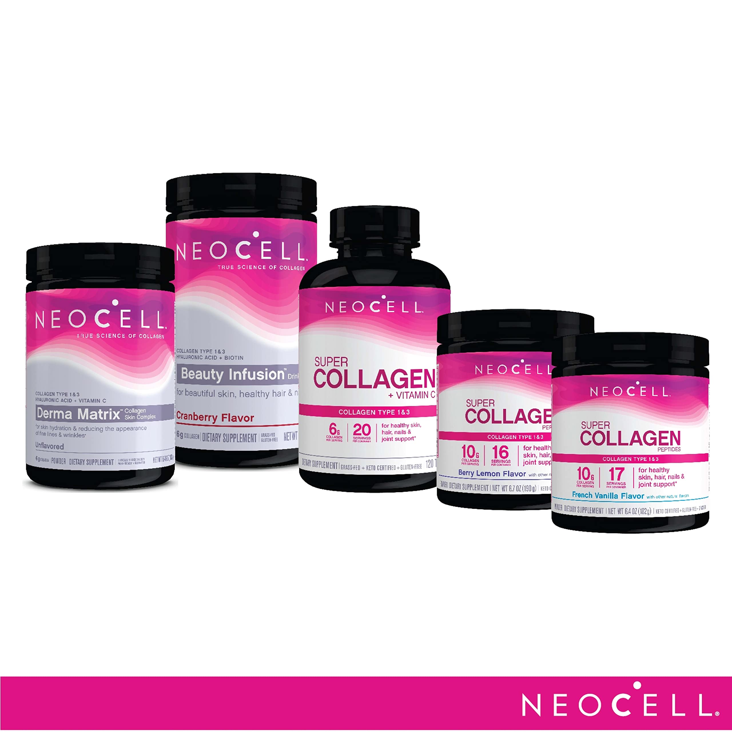 NeoCell Collagen con ácido hialurónico, ayuda a hidratar la piel desde adentro.