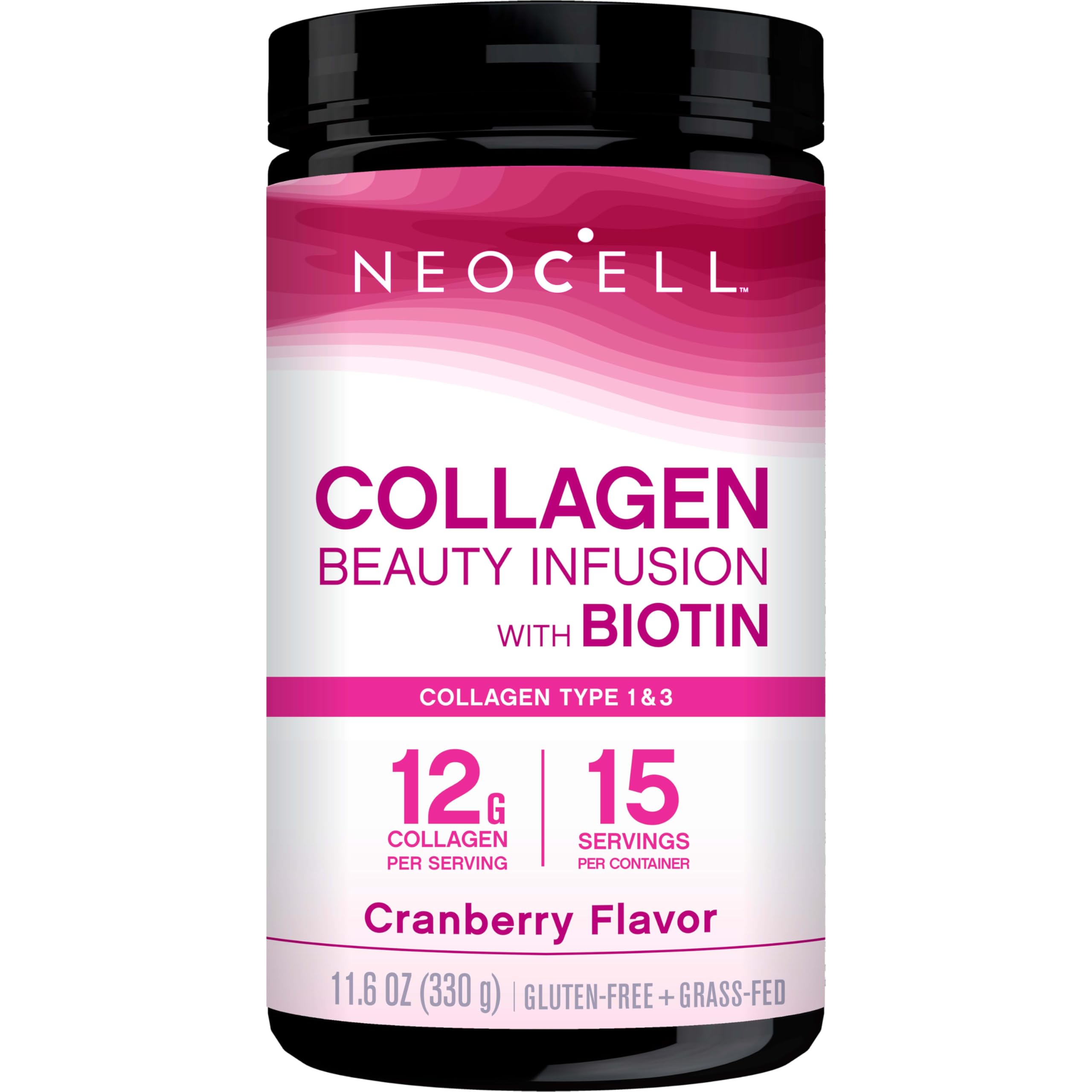 NeoCell Collagen Beauty Infusion en bote, promueve piel radiante y cabello saludable.