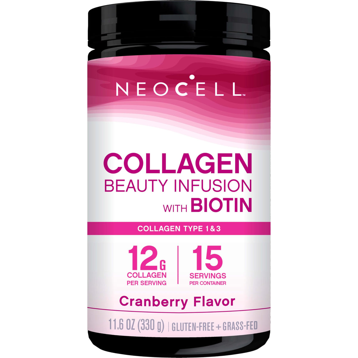 NeoCell Collagen Beauty Infusion en bote, promueve piel radiante y cabello saludable.