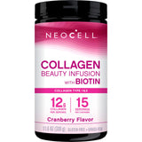 NeoCell Collagen Beauty Infusion en bote, promueve piel radiante y cabello saludable.