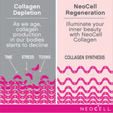 NeoCell Collagen hidrolizado en polvo, se disuelve fácilmente en bebidas para consumo diario.