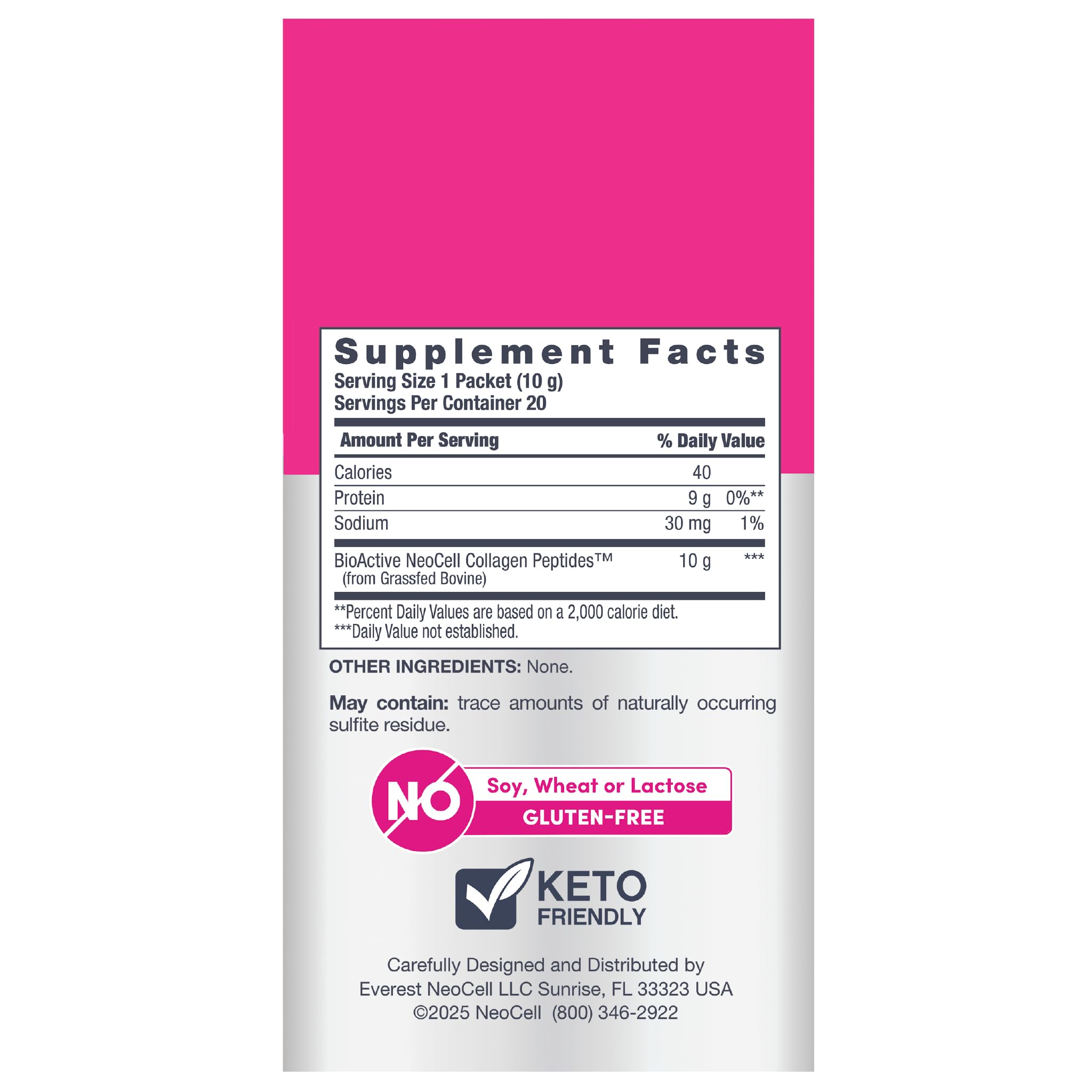 NeoCell Collagen Peptides: contenedor con 20 palitos para facilitar la ingesta.