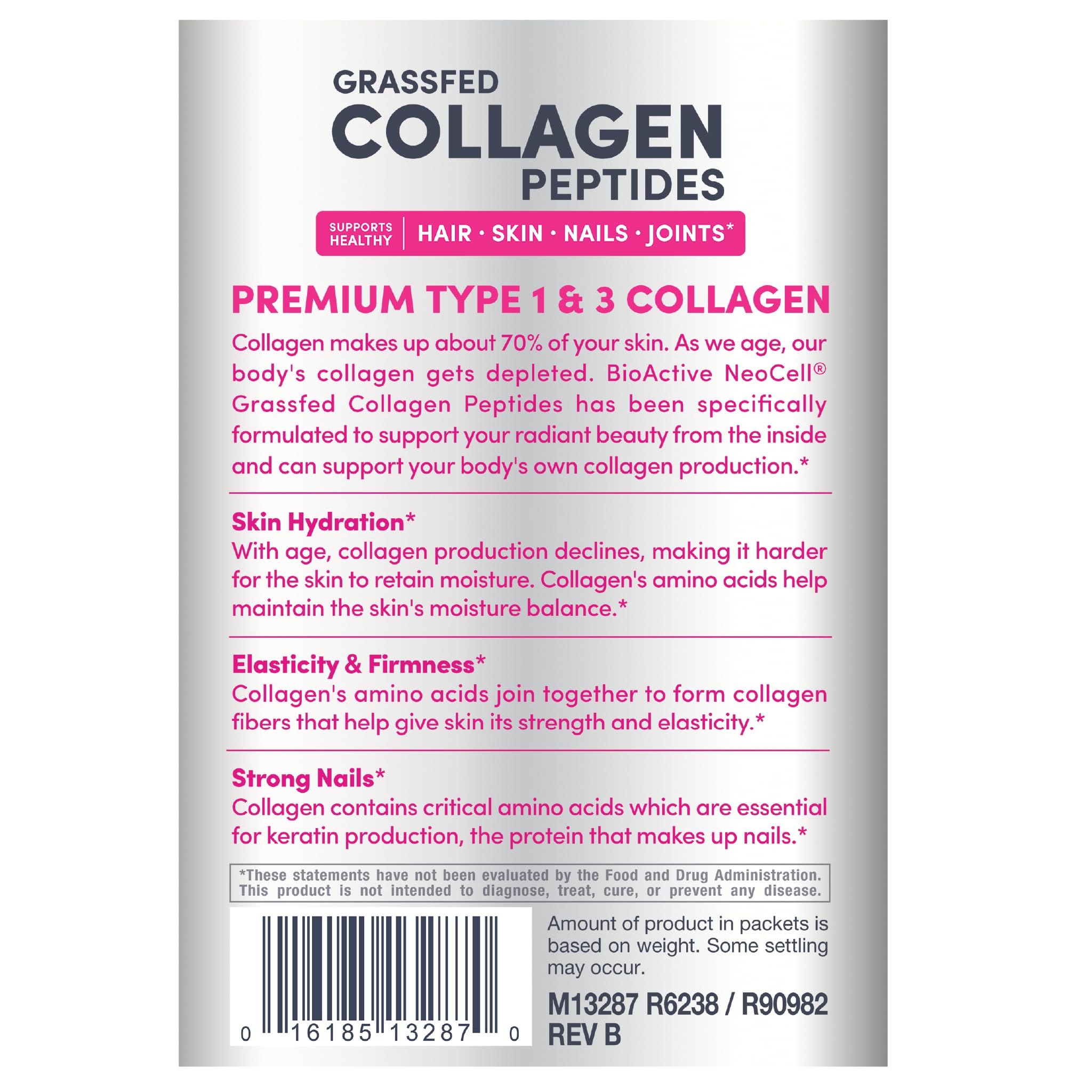 NeoCell Collagen Peptides: etiqueta clara para revisar ingredientes y alérgenos.