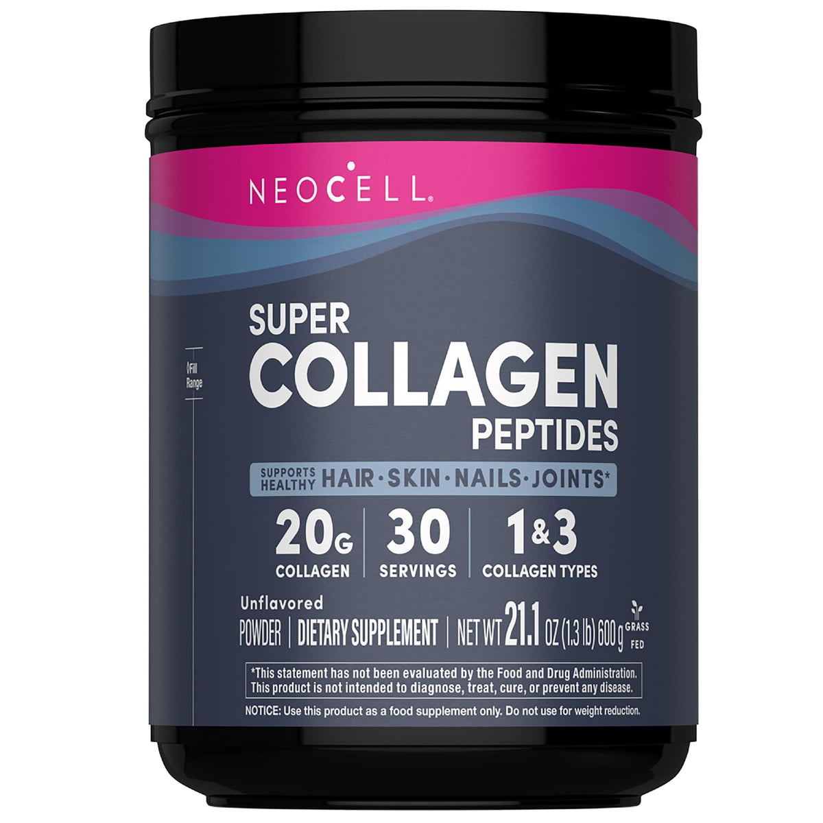 NeoCell Super Colágeno Peptides en polvo, bote, favorece piel, cabello y uñas