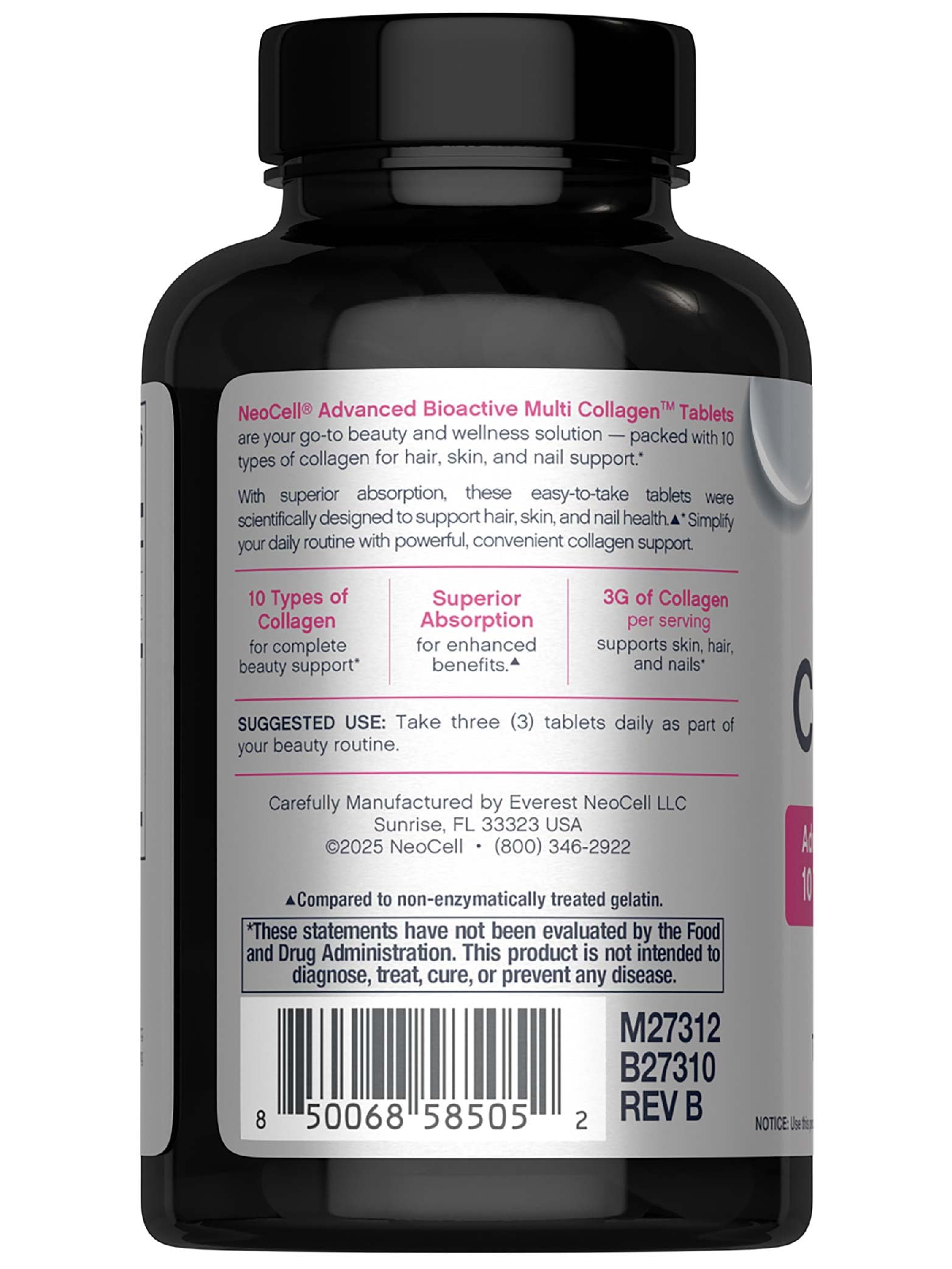 NeoCell Super Multi Colágeno tabletas, consumo diario para cuidado cosmético.