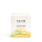 NEOM Feel Refreshed: vela vista desde diferentes ángulos, cera natural.