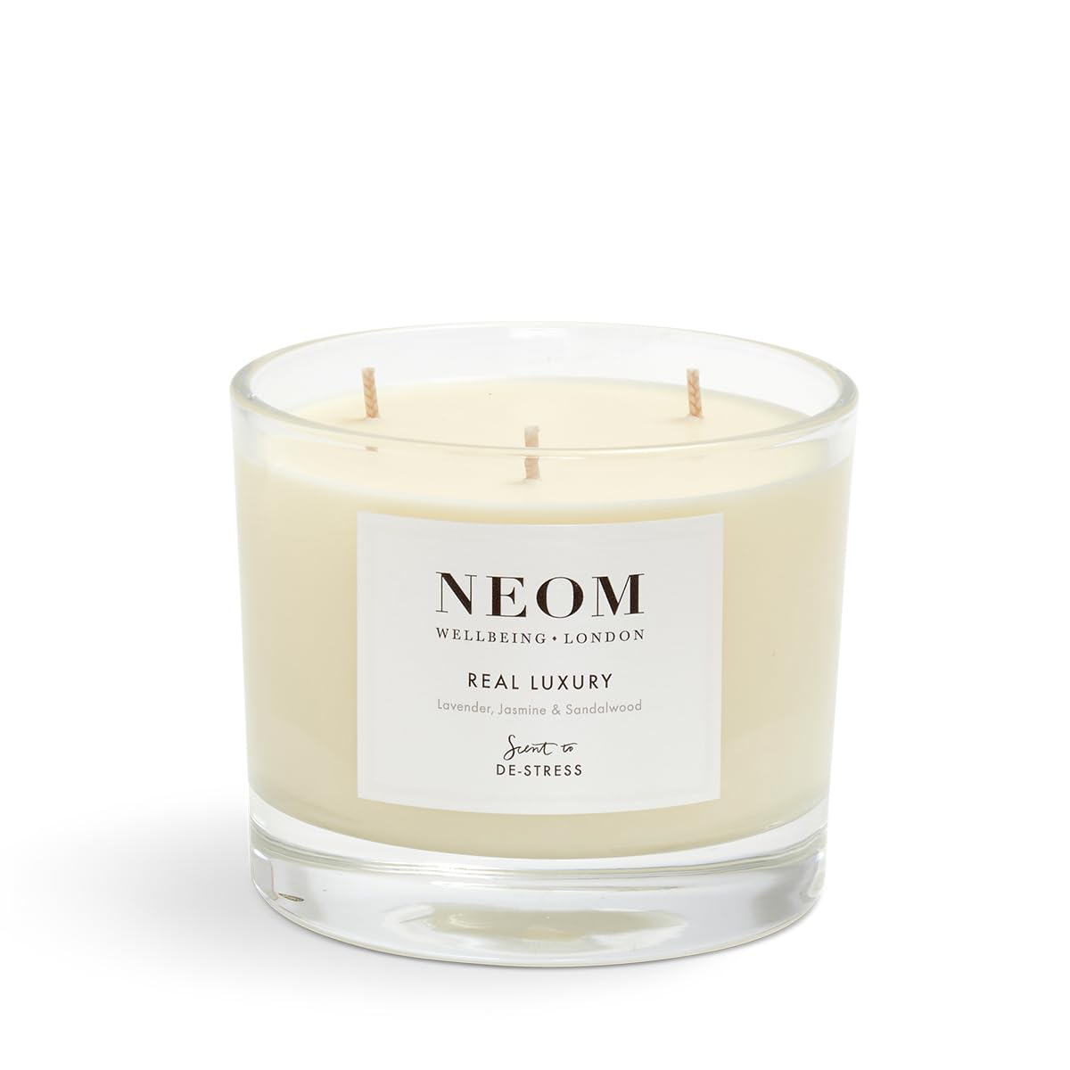 Aromas complejos NEOM con lavanda, jazmín y sándalo.