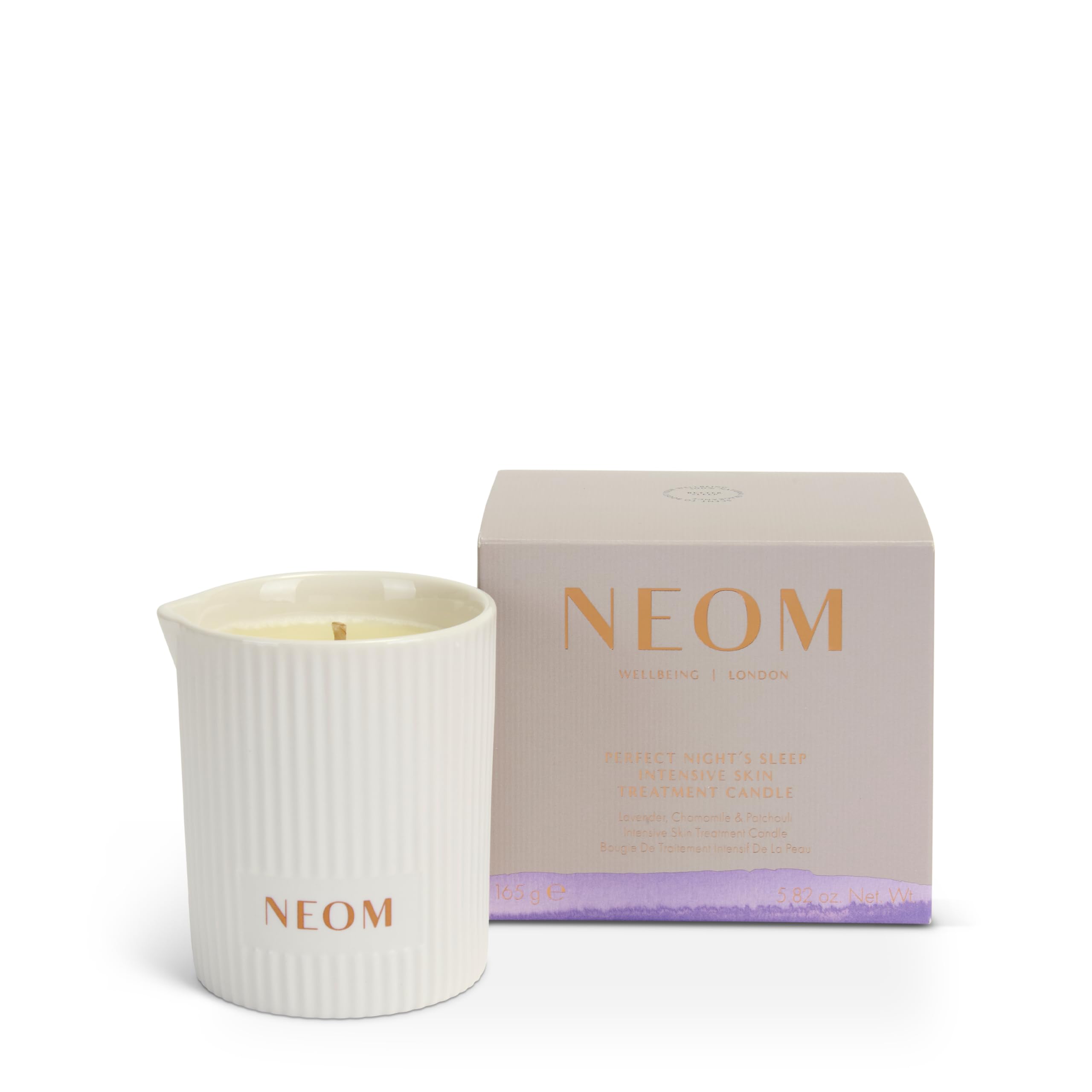 Neom vela-masaje-piel: hidratación intensiva y aroma calmante para la noche