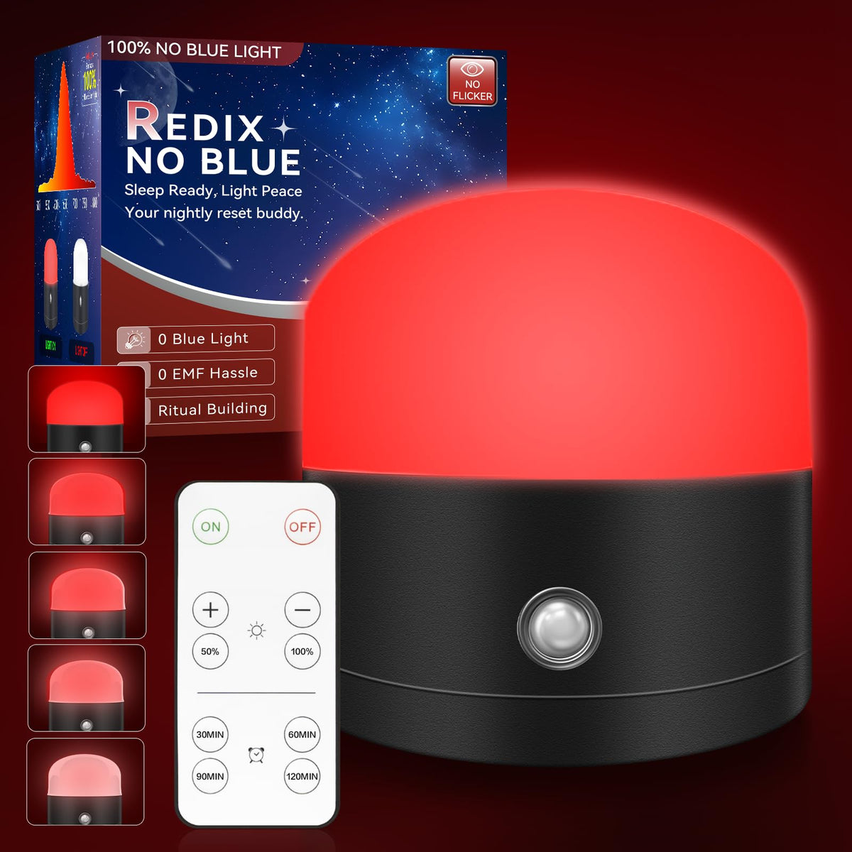 Neporal REDIX muestra luz roja 670nm para dormir mejor en el dormitorio.