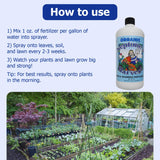 Aplicación foliar de Neptune's Harvest para color y vitalidad en flores y vegetales.