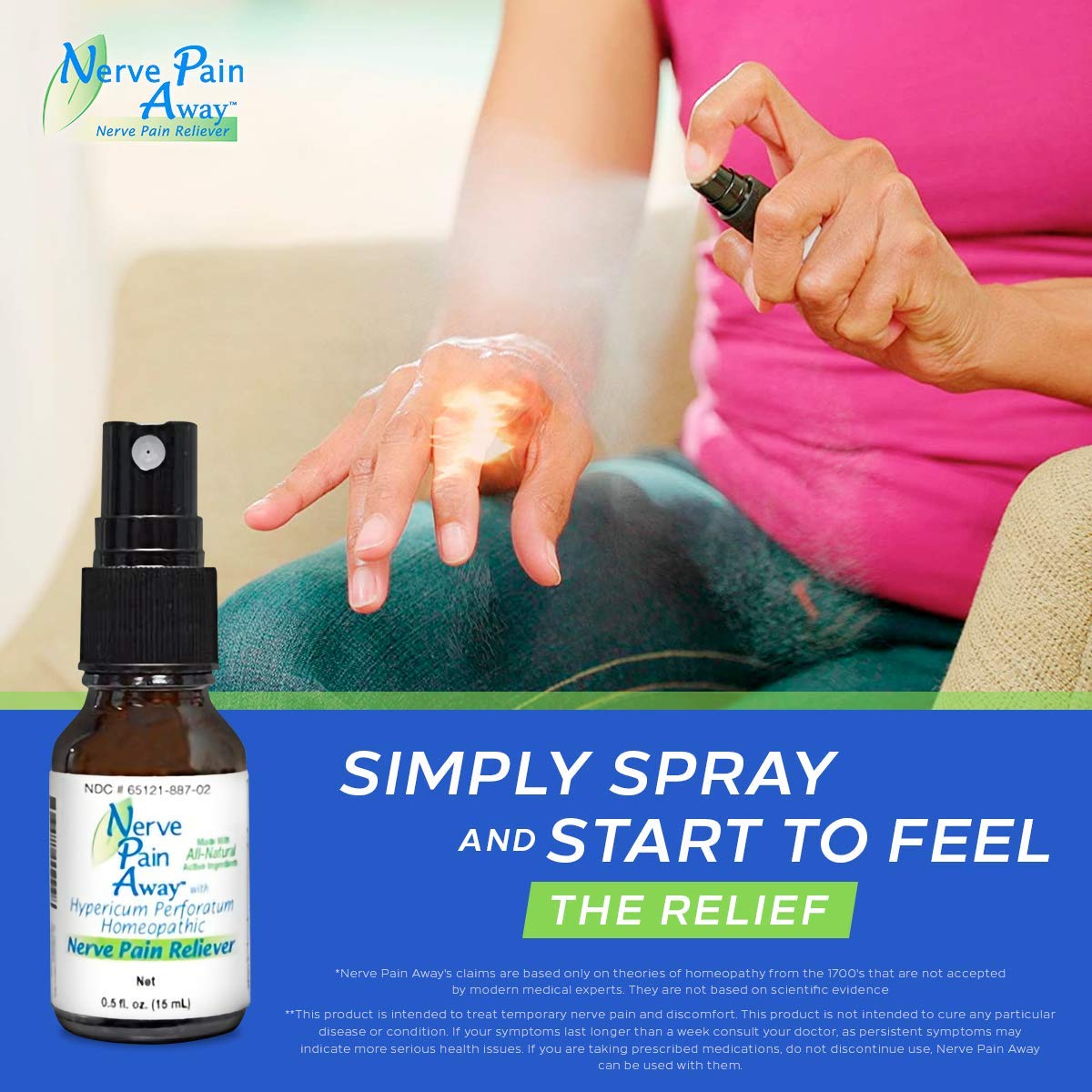Nerve Pain Away, frasco-15ml: tamaño portátil para uso diario