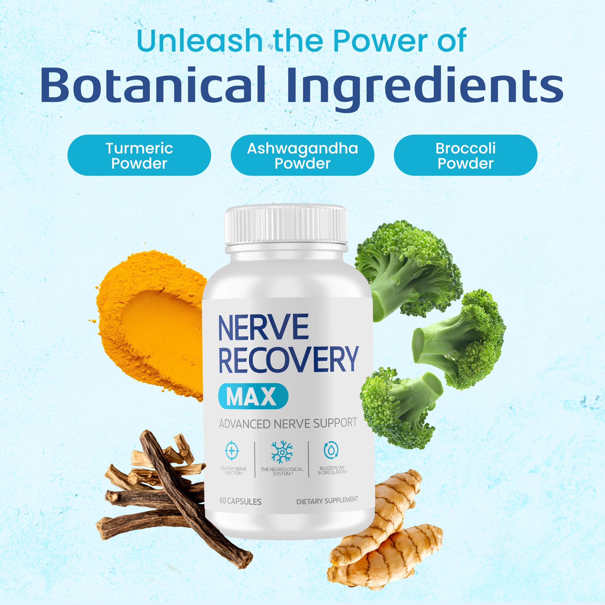 Nerve Recovery Max, ácido alfa lipoico para apoyo antioxidante.