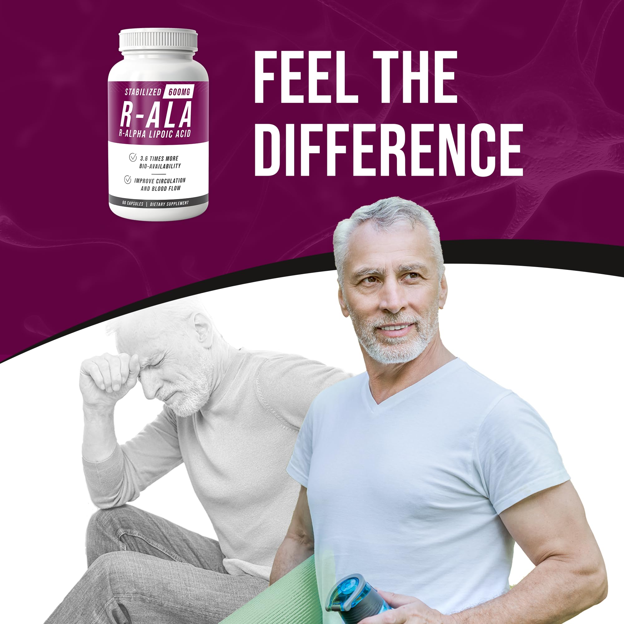 NERVE RENEW R-ALA 600mg: escena de uso diario para bienestar nervioso.