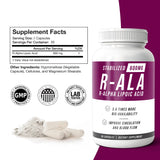 NERVE RENEW R-ALA 600mg: tapa de la botella destacando dosis y calidad.