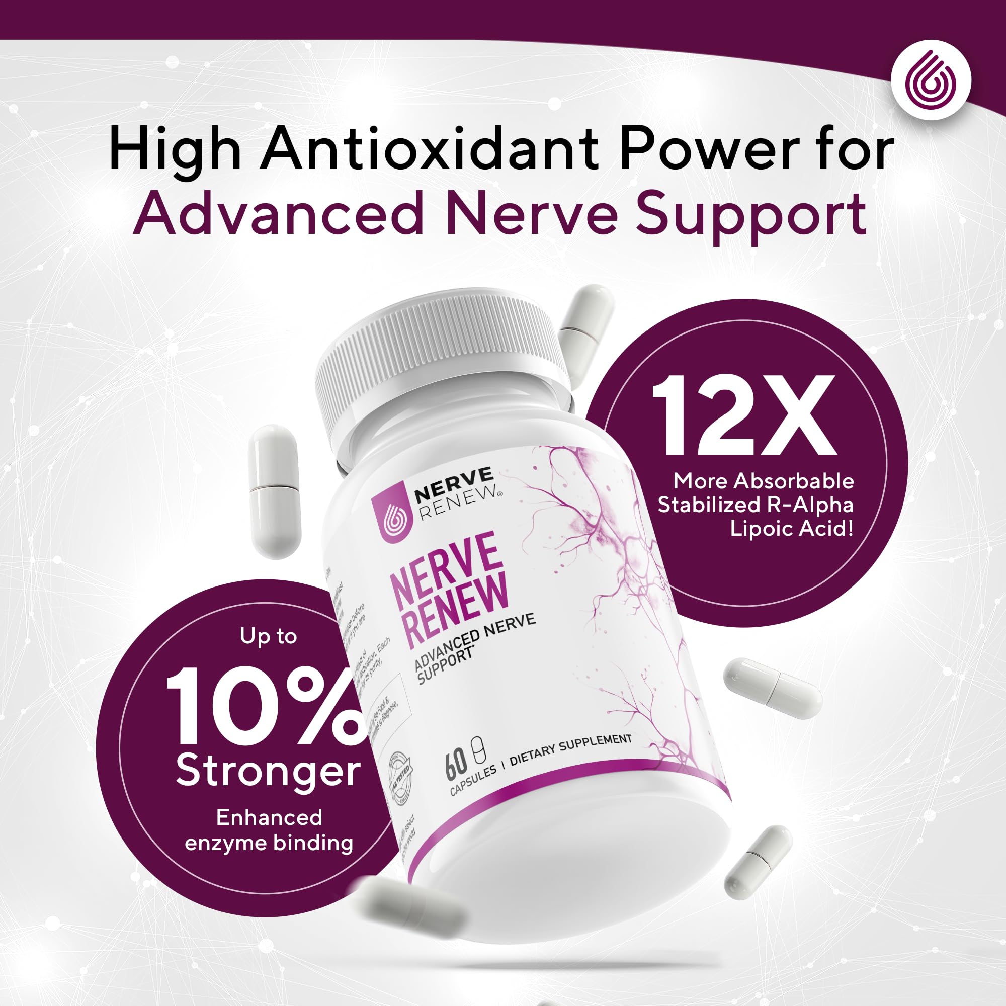 NERVE RENEW Benfotiamina para nutrición de nervios y antioxidantes.