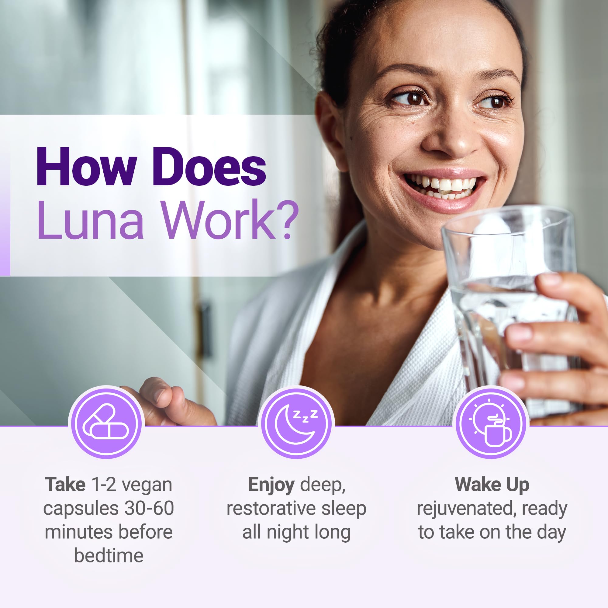 Nested Naturals Luna cápsulas: consumo nocturno suave para conciliar el sueño.