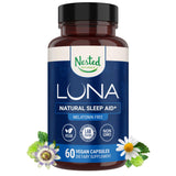 Frasco Luna Sleep de Nested Naturals, cápsulas sin melatonina para un descanso natural.