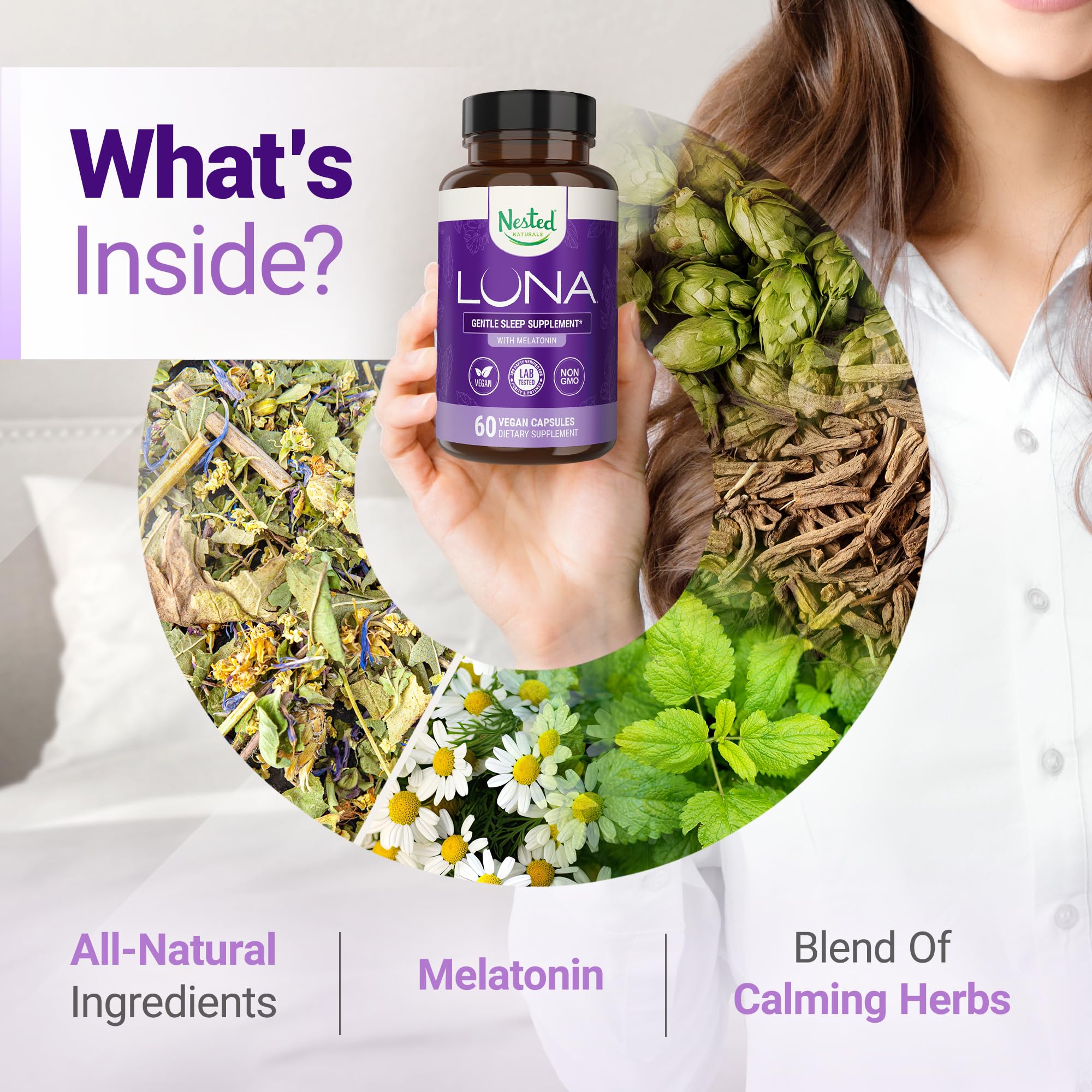 Nested Naturals Luna raíz de valeriana: extracto para promover la tranquilidad antes de dormir.