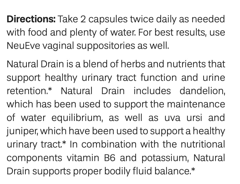 NeuEve Ingredientes vegetales: mezcla herbal para bienestar urinario