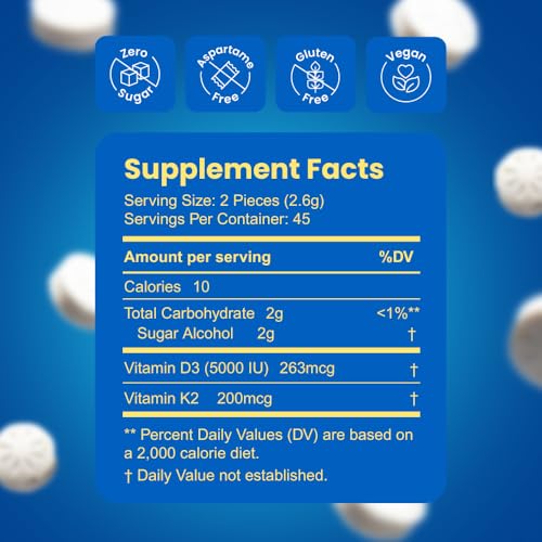 Neuro D3K2 mentas: etiqueta detallada con información clave de ingredientes.