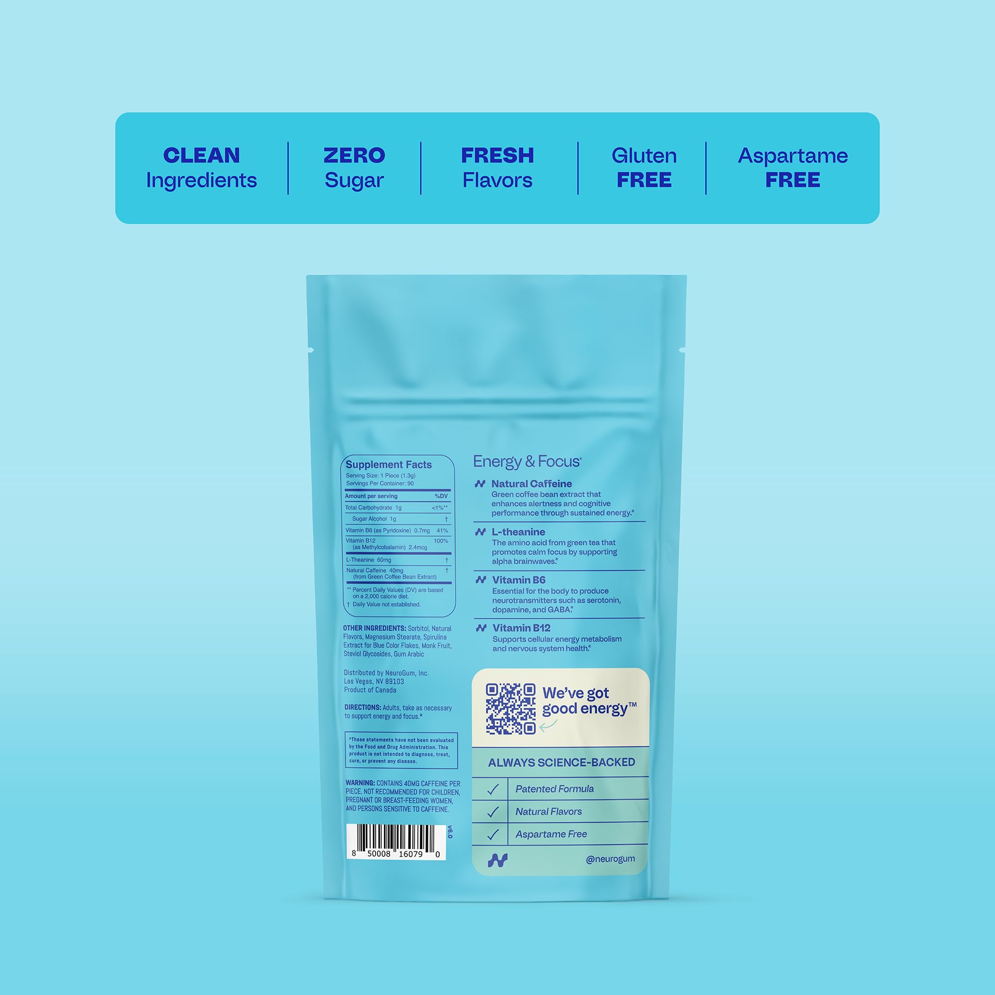 Caféina natural en Neuro para un impulso claro sin irritación