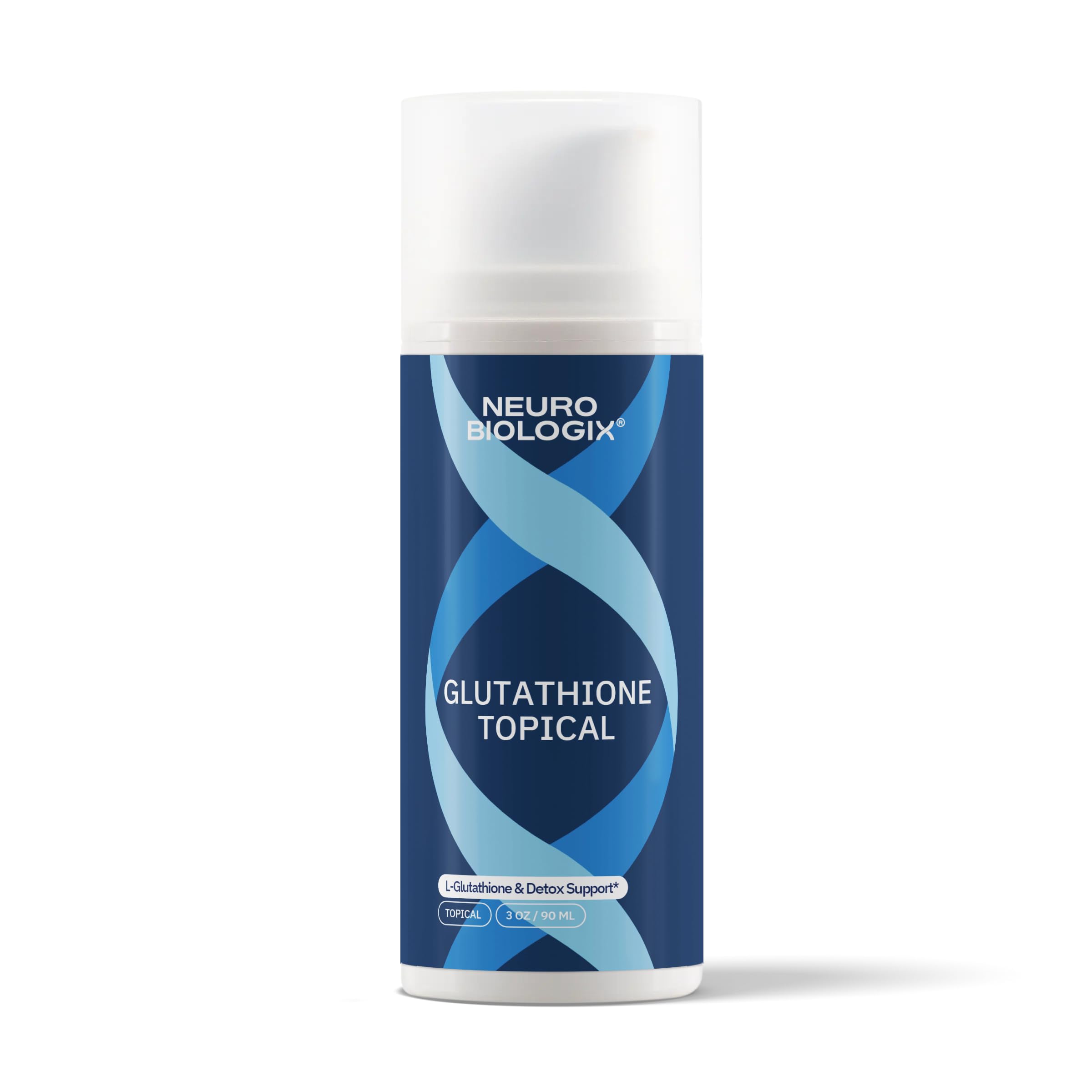 Neurobiologix crema topica con glutación en botella para uso diario en piel.