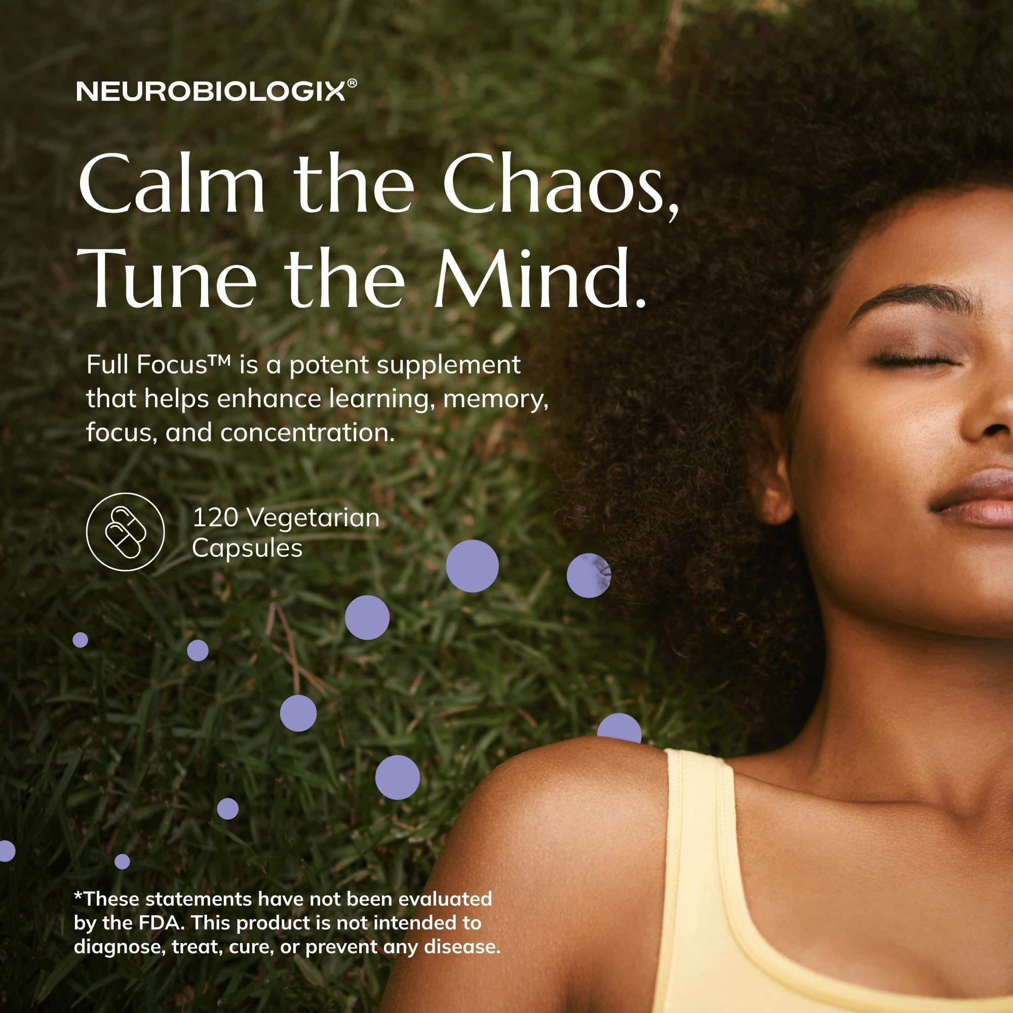 Neurobiologix Full Focus cápsulas en primer plano para claridad mental.