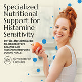Ingredientes clave NAC, bromelina y quercetina para apoyo antioxidante y digestivo.