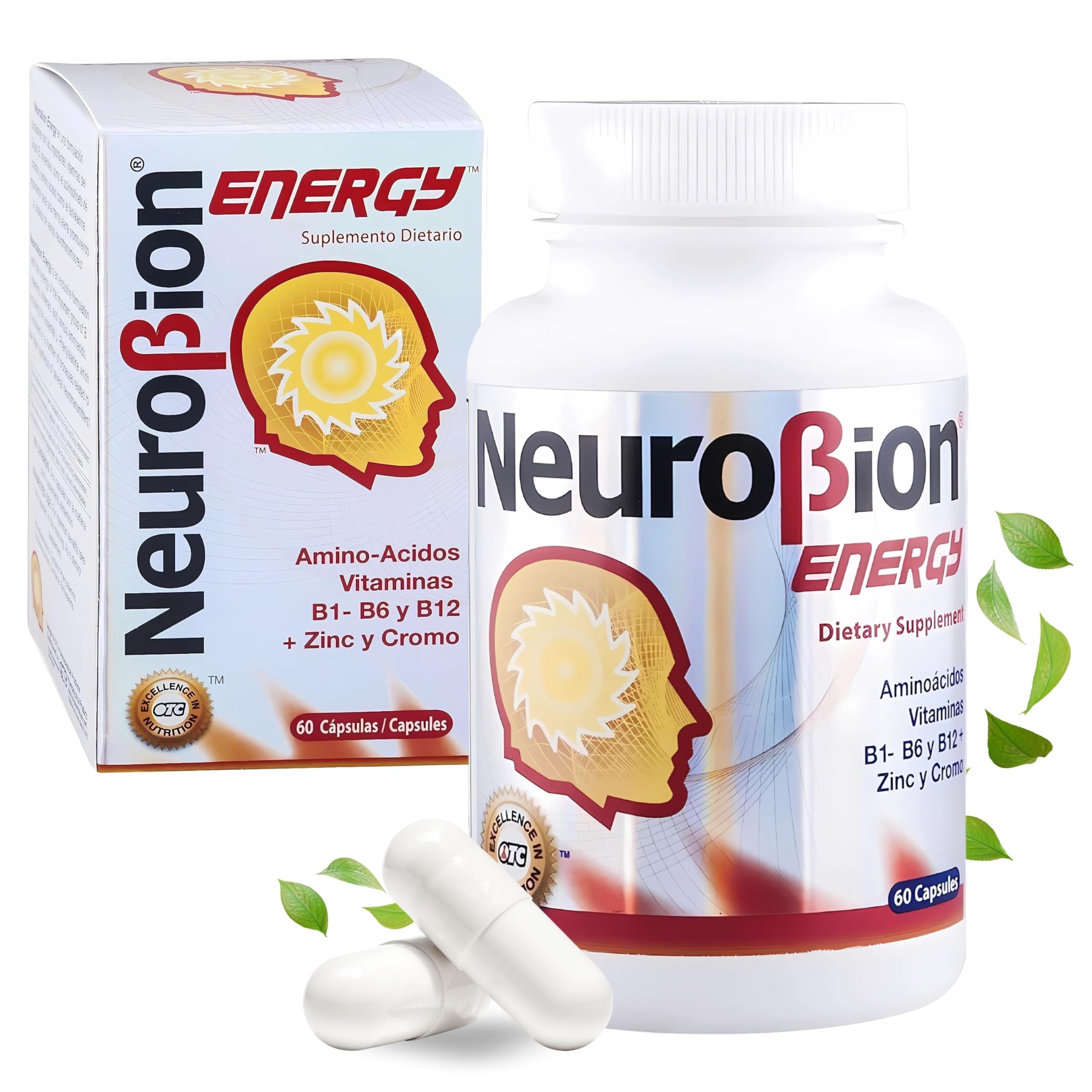 Neurobion Energy: botella de cápsulas para apoyar la energía diaria.