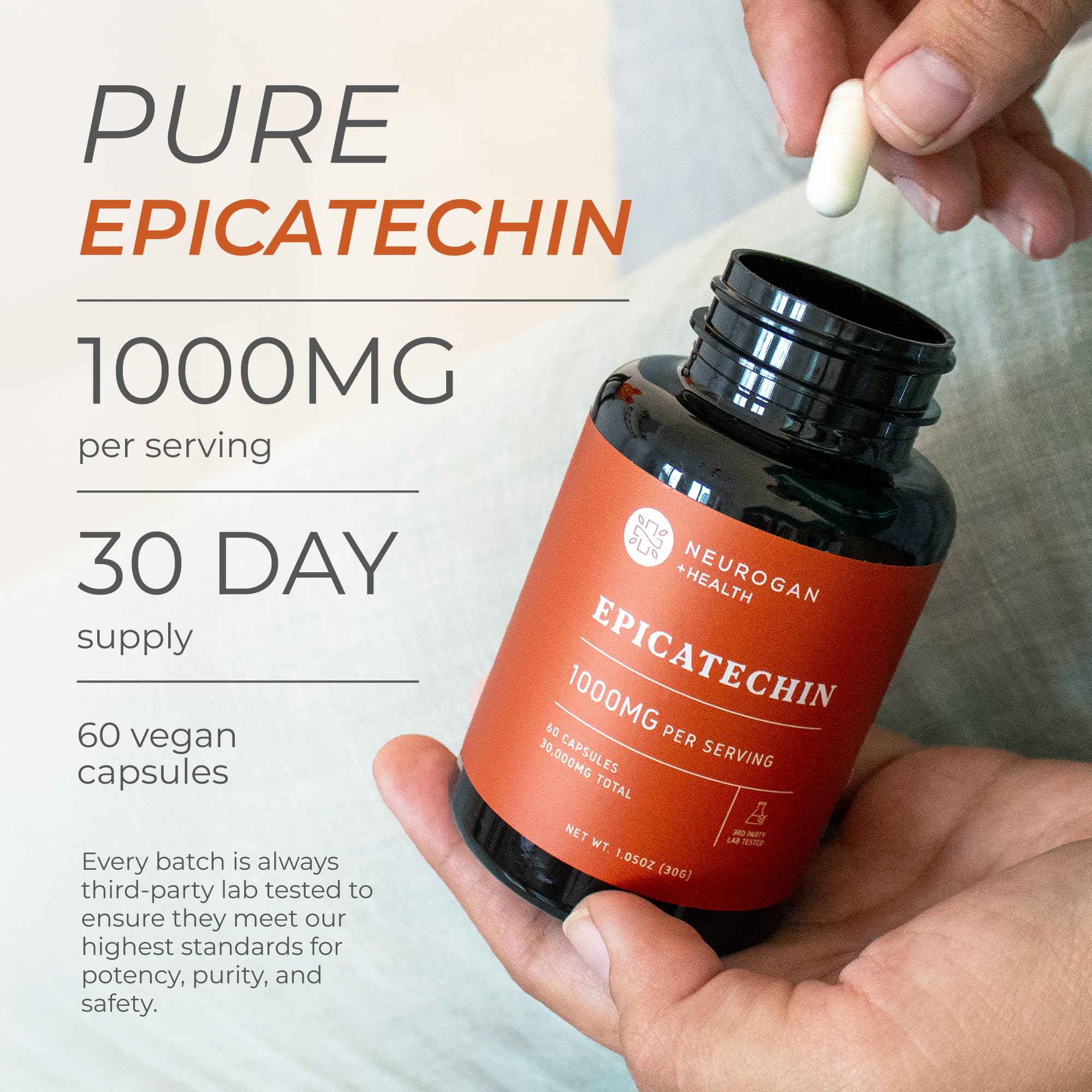 Neurogan Epicatechin: caja que transmite transparencia y calidad.