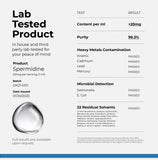Neurogan Spermidina ingredientes y trazabilidad de la fórmula.