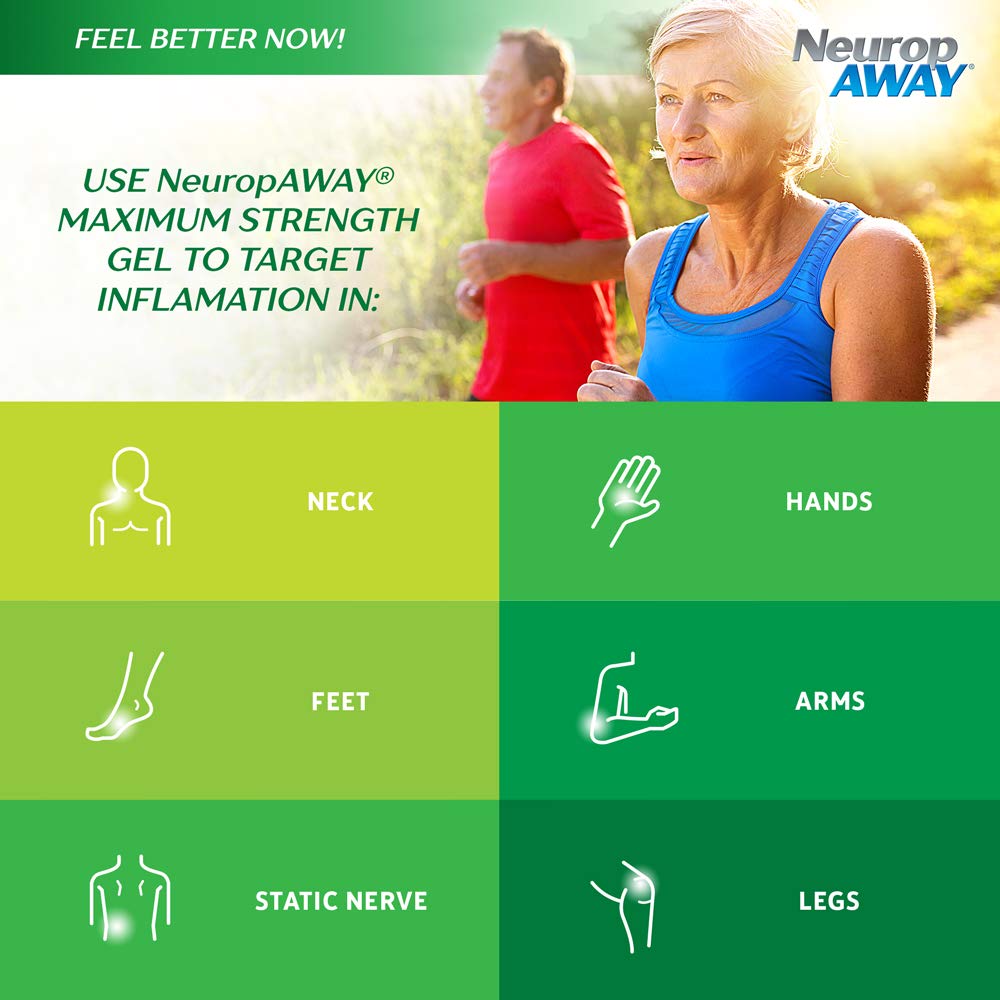 NeuropAWAY Maximum Strength Gel, textura cremosa, deslizamiento suave y confort inmediato.