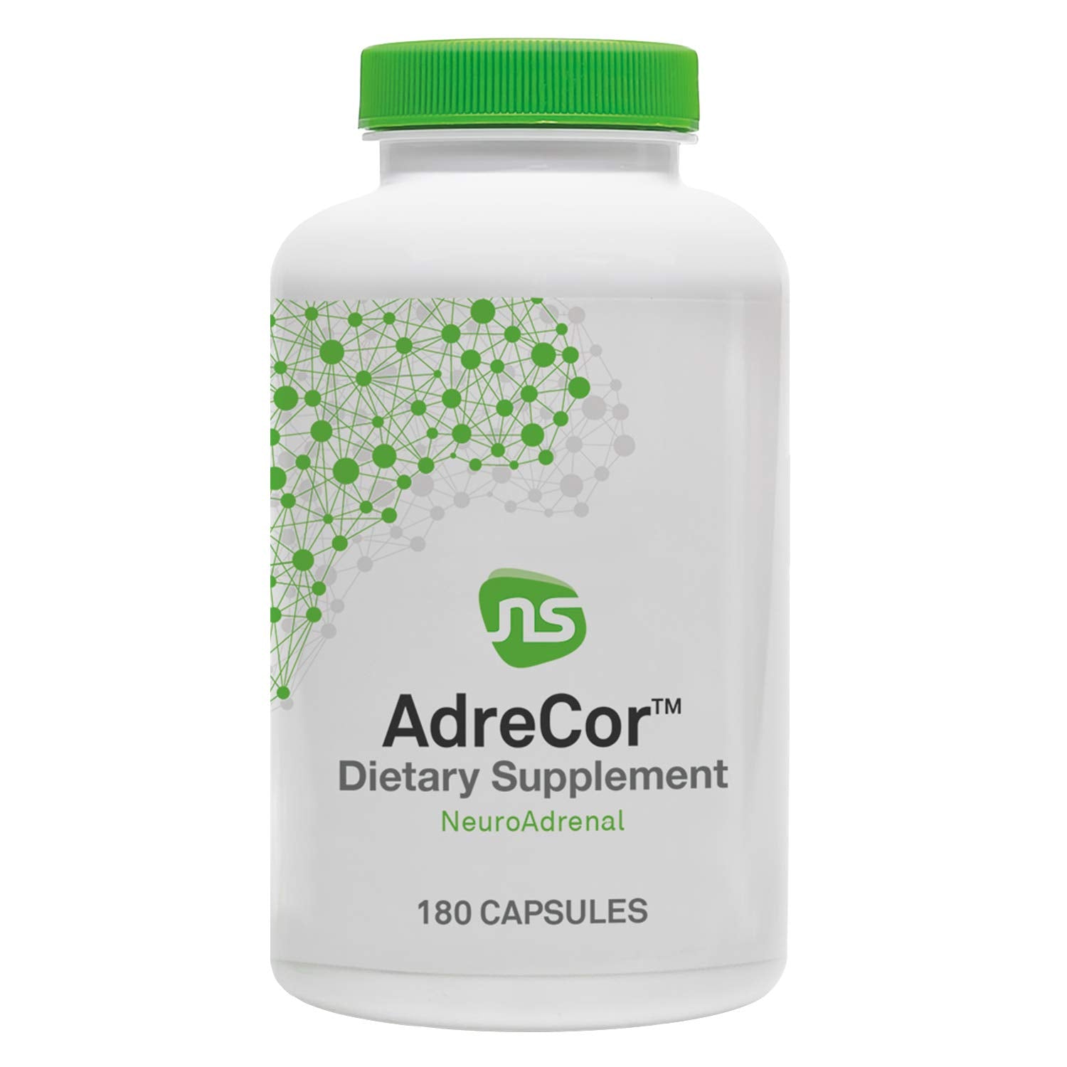 NeuroScience AdreCor: botella de cápsulas para soporte adrenal y energía diaria.