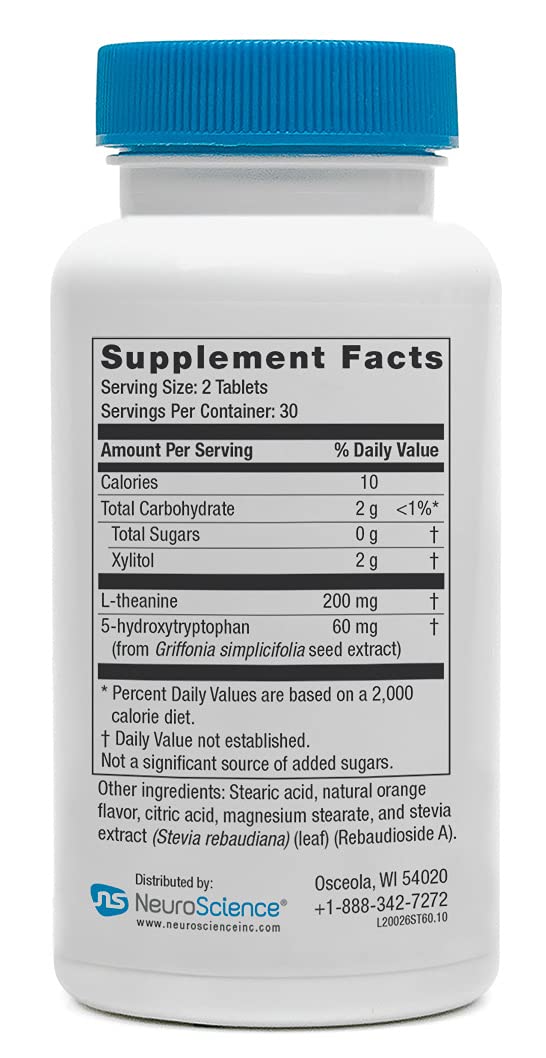 Etiqueta de SeroTrex que destaca ingredientes clave para bienestar emocional.