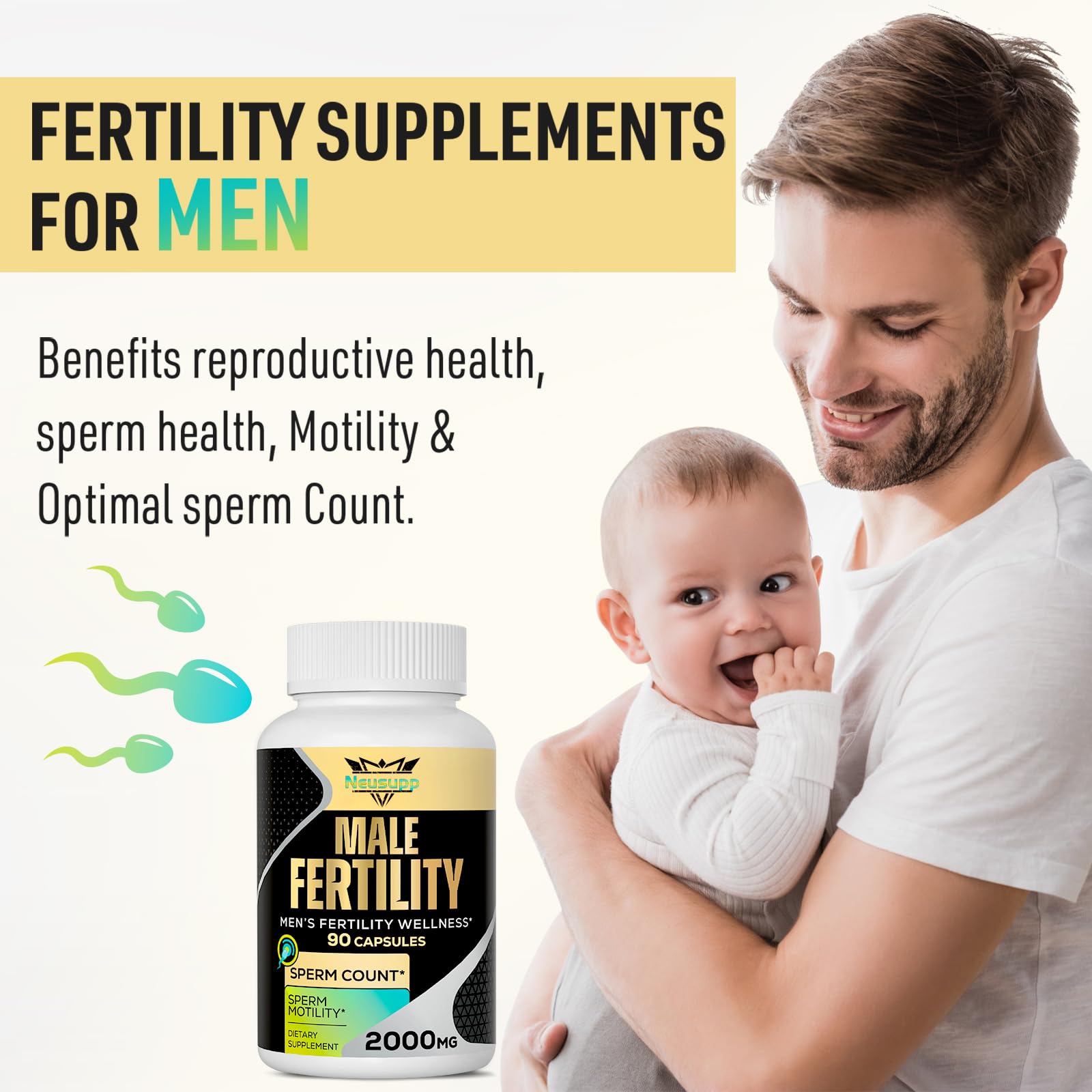 Neusupp Fertilidad, cápsulas en primer plano para energía y bienestar diario.