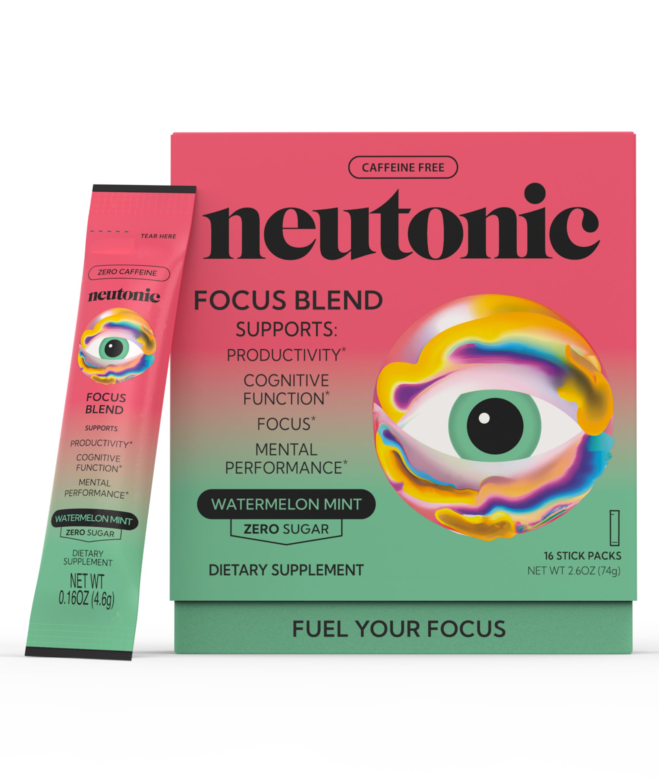 Neutonic sandía-menta paquetes: sabor refrescante para apoyo cognitivo durante el día.