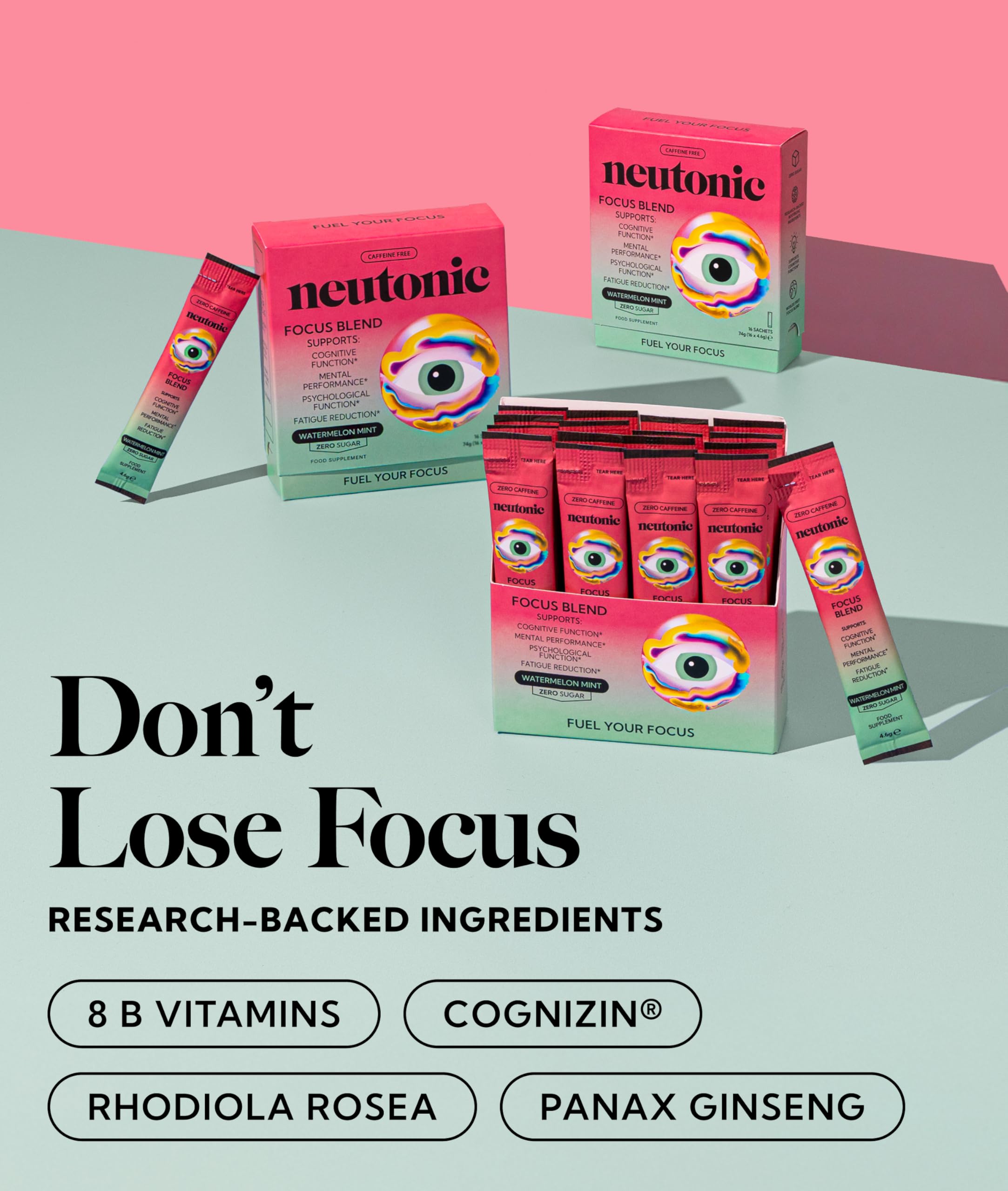 Neutonic stick portátil 16 unidades: dosis conveniente para foco en cualquier lugar.