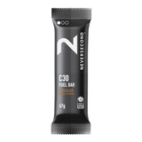 Barrita Neversecond C30 chocolate envuelta, energía rápida para entrenamientos de alta intensidad.